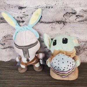 Star Wars Easter‎ Dog Toys Mandolorian Plush Squeaker 2pc Grogu Yoda Mando Bunny